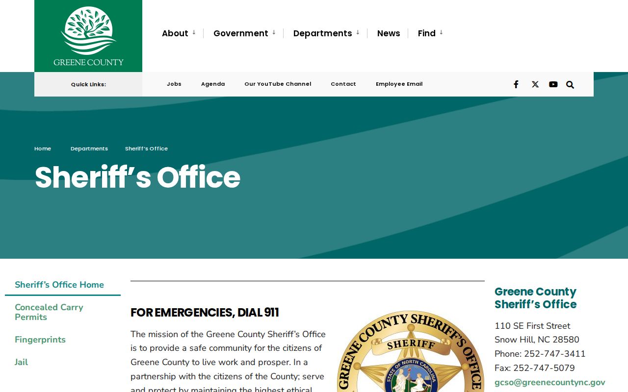 Greene County Sheriff's Office arrest history contact
