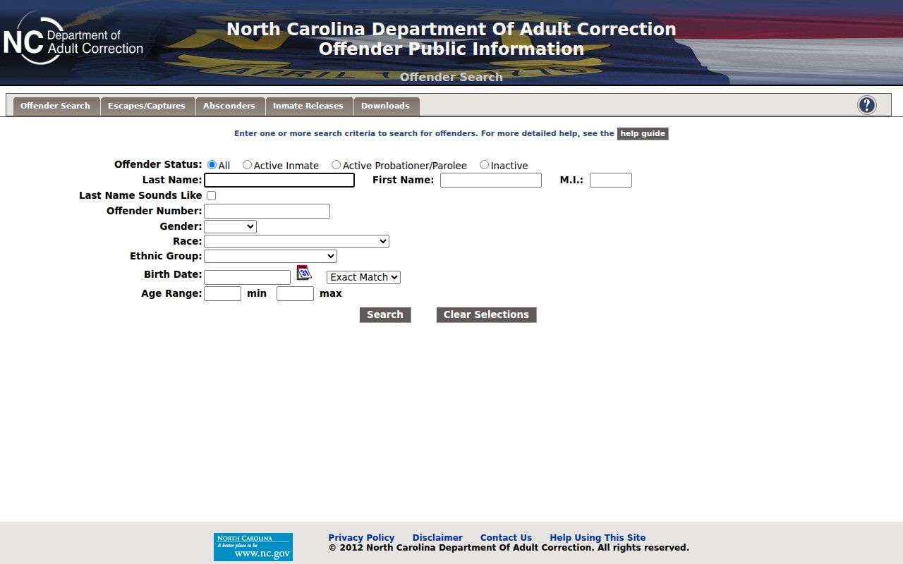 NCDAC offender search used after Greene County arrest custody