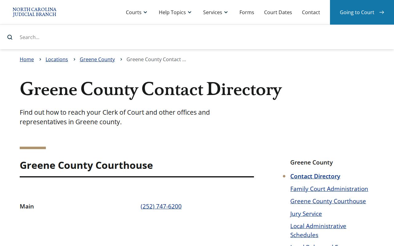 Greene County criminal court case contact directory