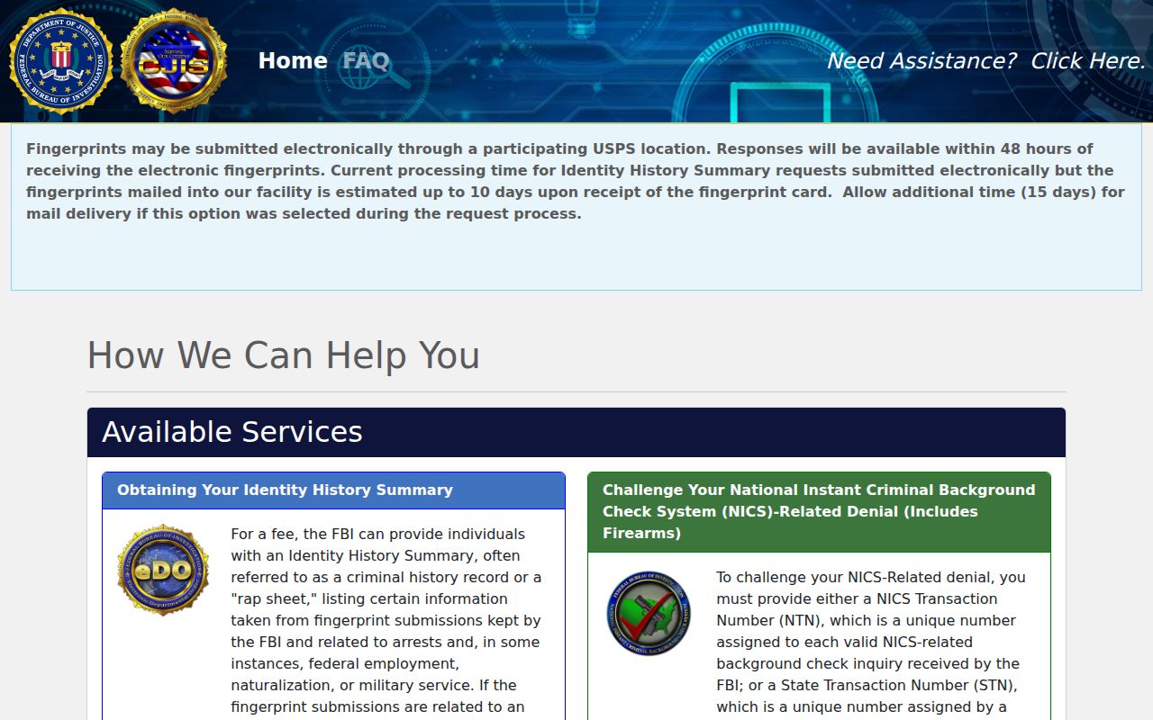 Greene County criminal history federal identity request portal