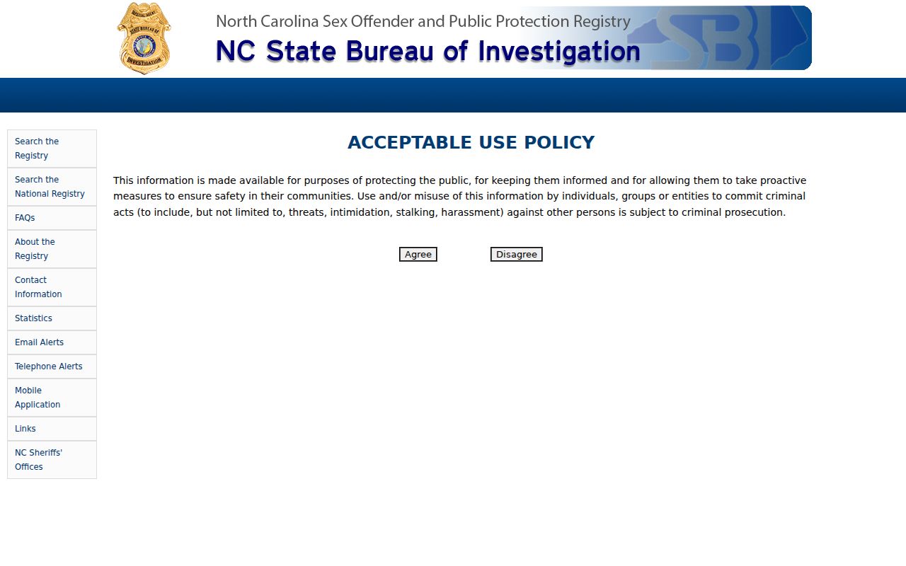 Greene County sex offender check on the North Carolina registry home page